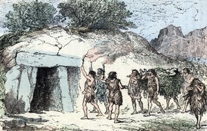 Prähistorie, Neolithikum: Begräbniszeremonie. Gravur aus 