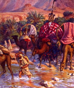 Gruppe arabischer Nomaden in der Wüste