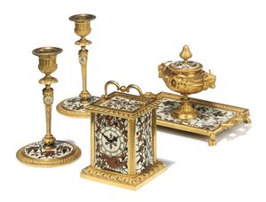 Napoleon III Vier-Teile-Schreibtischset, Marketerie von Duvinage und Harinckouk, ca. 1877