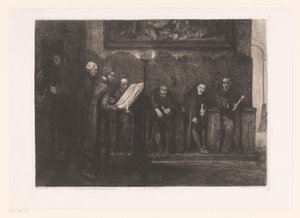 Acht Männer um ein Pult von Alphonse Legros