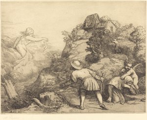 Allegorie des Bauern und des Glücks (Le paysan et la fortune: Sujet allegorique) von Alphonse Legros