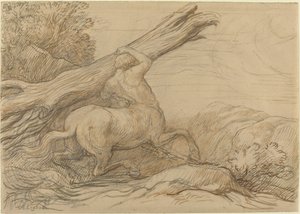 Zentaur, der einen Baumstamm trägt von Alphonse Legros