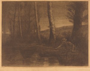 Fischer mit einem Reusen-Netz von Alphonse Legros