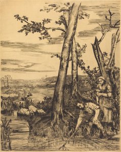 Fischen nach Flusskrebsen von Alphonse Legros