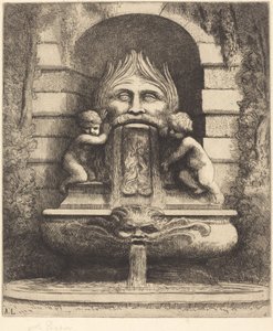 Brunnen: Groteske, Kinder und Becken Une fountaine: Masque, enfants et bassin von Alphonse Legros