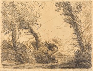 Erntende von einem Sturm überrascht von Alphonse Legros