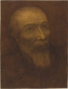 Kopf eines glatzköpfigen Mannes mit Bart, 1906 von Alphonse Legros