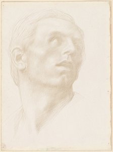 Kopf eines Mannes, der nach rechts oben schaut von Alphonse Legros