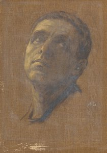 Kopf eines Mannes mit aufwärts gerichteten Augen, spätes 19. bis frühes 20. Jahrhundert von Alphonse Legros