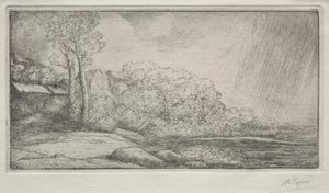 Landschaft mit zwei Bäumen von Alphonse Legros