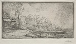 Landschaft mit zwei Bäumen von Alphonse Legros