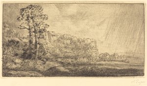 Landschaft mit zwei Bäumen von Alphonse Legros