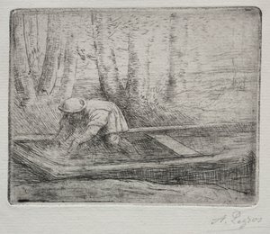 Mann in einem Kahn von Alphonse Legros