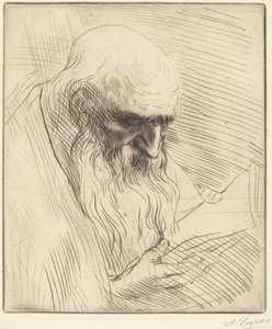 Studie des Kopfes eines lesenden Mannes von Alphonse Legros