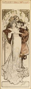 Ein Modell für den Lithograph "Programm 27. Oktober 1900", ca. 1900 von Alphonse Mucha