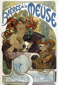 Werbung für das Bier der Maas. Illustration von Mucha (tschechischer Maler und Plakatkünstler) von Alphonse Mucha