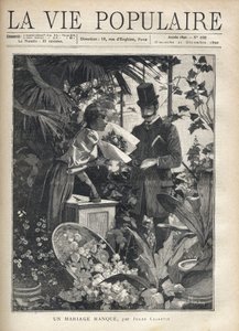 Ein eleganter Mann kauft Blumen in einem Blumenladen. Illustration von Alfons Maria Mucha (Alphonse Marie Mucha)