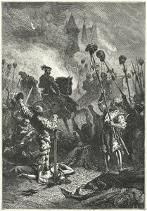 Florian Geyer nach dem Massaker an den Verteidigern der Burg Weinsberg im Deutschen Bauernkrieg von Alphonse Marie de (after) Neuville