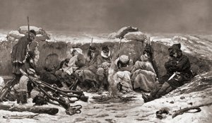 Französische Soldaten im Graben. Belagerung von Paris. Deutsch-Französischer Krieg