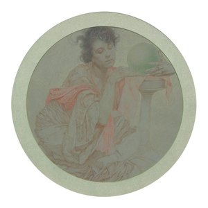 Wahrsagerin mit Kristallkugel von Alphonse Mucha