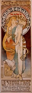 Plakat für das Stück „La Samaritaine“ von Edmond Rostand, aufgeführt von Henriette Rosine Bernard, genannt Sarah Bernhardt (1844-1923), 1897 im Théâtre de la Renaissance. Zeichnung von Alphonse Mucha (1860-1939)