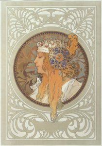 Byzantinischer Kopf: Blondine von Alphonse Mucha