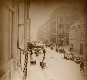 Blick aus dem Fenster von Muchas Wohnung, nahe der Amalienstraße, München, 1886 von Alphonse Mucha