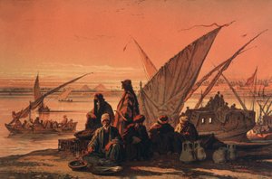 Boote auf dem Nil, nahe den Pyramiden von Amadeo Preziosi
