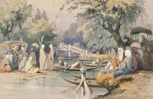 Türken am Tempel der Süßen Wasser, Konstantinopel von Amadeo Preziosi