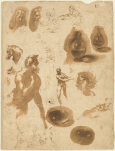 Studien von Glasgefäßen und Figuren von Ambrogio Figino