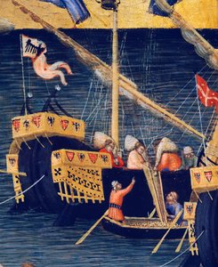 Boote (Detail aus dem Weizenwunder, Wunder des heiligen Nikolaus von Bari) von Ambrogio Lorenzetti