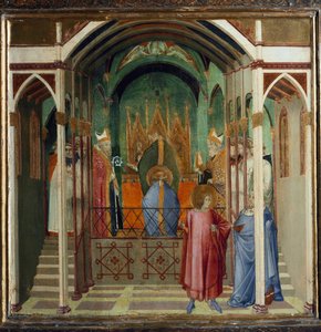 Wahl von Nikolaus zum Bischof von Myra. Szenen aus dem Leben des Heiligen Nikolaus von Ambrogio Lorenzetti