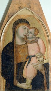 Madonna mit Kind, (Detail) aus Triptychon, das Madonna mit Kind mit Maria Magdalena und St. Dorothea darstellt, von Ambrogio Lorenzetti (1290-ca 1348), Öl auf Holz von Ambrogio Lorenzetti