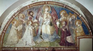 Maestà - Die Jungfrau und das Kind, umgeben von Heiligen und Erzengel Michael