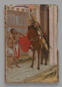 Der heilige Martin von Tours teilt seinen Mantel mit einem Bettler von Ambrogio Lorenzetti