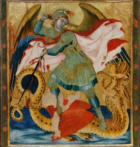 Erzengel Michael tötet den Drachen zwischen den Heiligen Benedikt und Bartholomäus