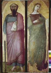 Heiliger Paulus und ein heiliger Märtyrer, Detail eines Polyptychons von Ambrogio Lorenzetti