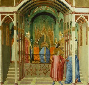 Die Weihe des Heiligen Nikolaus zum Bischof von Myra (Detail) aus den Wundern des Heiligen Nikolaus von Bari von Ambrogio Lorenzetti