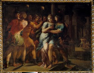 Die Entführung der Chariclea durch Theagenes, Illustration von „Die Äthiopik oder Geschichte der Liebe von Theagenes und Chariclea“ von Heliodoros von Ambroise Dubois