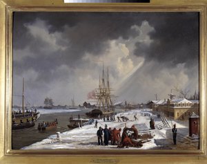 Der Hafen von Rochefort von Louis Garneray, sd. circa 1820, Öl auf Leinwand, H. 0,330; L. 0,460. CCIP Coll.
