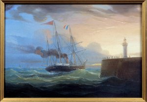 Dampfer verlässt den Hafen von Ambroise Louis Garneray