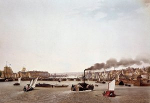 Ansicht des Flussverkehrs auf der Seine nach Rouen von Ambroise Louis Garneray