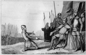 Heinrich I. (1008-60) vergibt seinem Bruder Robert-Le-Vieux im Jahr 1032 - Heinrich I. (1008-1060), König von Frankreich, vergibt seinem Bruder Robert le Vieux, der sich gegen ihn erhoben hat, und überlässt ihm das Herzogtum Burgund im Jahr 1032 - Gravur v von Ambroise Tardieu