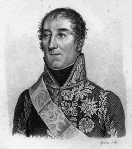 Porträt von Marschall Mortier. Adolphe Edouard Casimir Joseph Mortier, Herzog von Treviso, französischer Marschall und Politiker (1768 - 1835) in „Porträts der französischen Generäle nach den Siegen und Eroberungen der Franzosen“ graviert von Ambroise Tard
