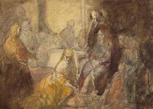 Maria Magdalena salbt die Füße Christi
