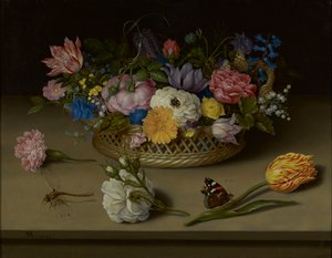 Stillleben mit Blumen, einer Libelle und einem Admiral von Ambrosius the Elder Bosschaert