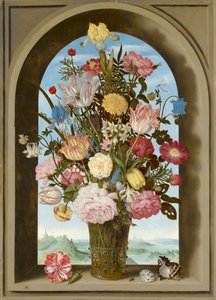 Blumenvase in einem Fenster, um 1618 von Ambrosius the Elder Bosschaert