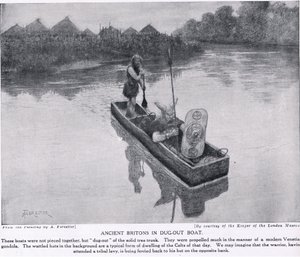Alte Briten in einem Einbaum, Illustration aus 