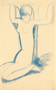 Kniende blaue Karyatide (Anna Akhmatova) von Amedeo Modigliani