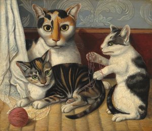 Katze und Kätzchen von American 19th Century